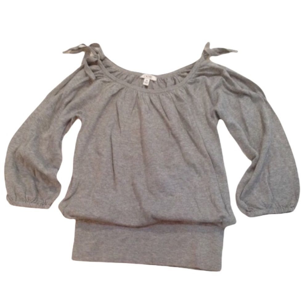 Cache Heather Gray 100% Cotton Cold Shoulder Top